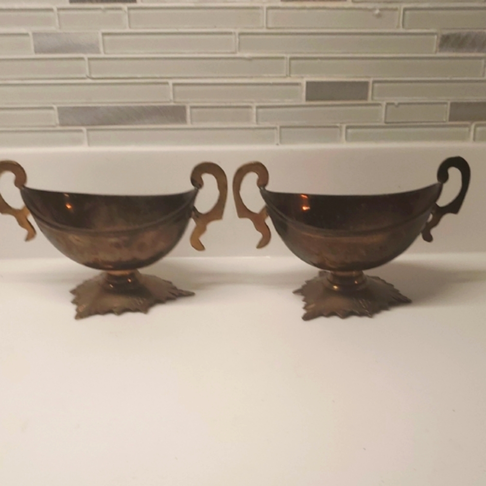 Vintage Brass Decorative Bowls with Handles